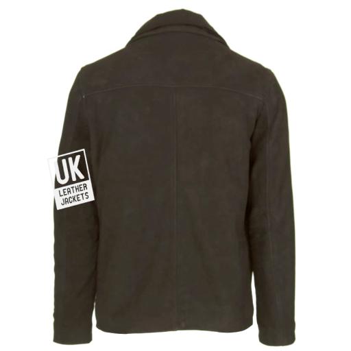 Mens Brown Nubuck Jacket - Detach Inner Collar -Ibex - Back