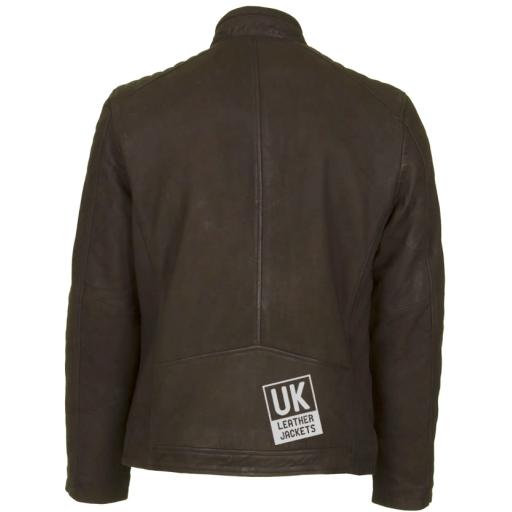 Men's Brown Nubuck Suede Jacket - Helium - Short Collar 