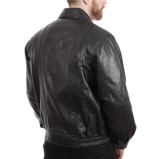 Men's Black Leather Jacket - DeNiro - Back 