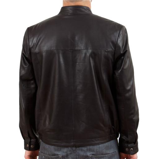 Men's Black Leather Jacket - McQueen - Back