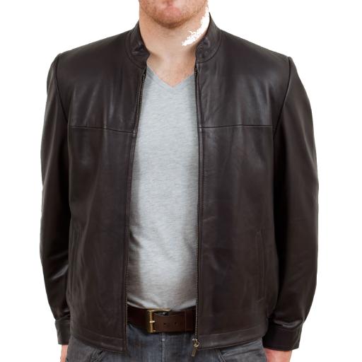 Men's Black Leather Jacket - McQueen - Front Centre Zip