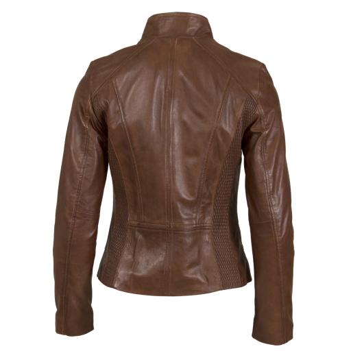 Women's Leather Jacket - Rochelle - Brown Tan - Back 