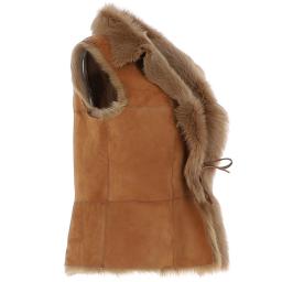 Womens Honey Toscana Sheepskin Gilet - Waist Single Tie  with Waterfall Front