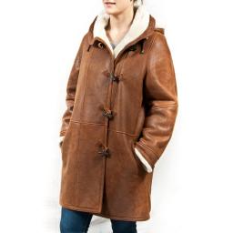 Ladies Plus Size Sheepskin Duffle Coat - Lea - Cream Wool - Superior Quality