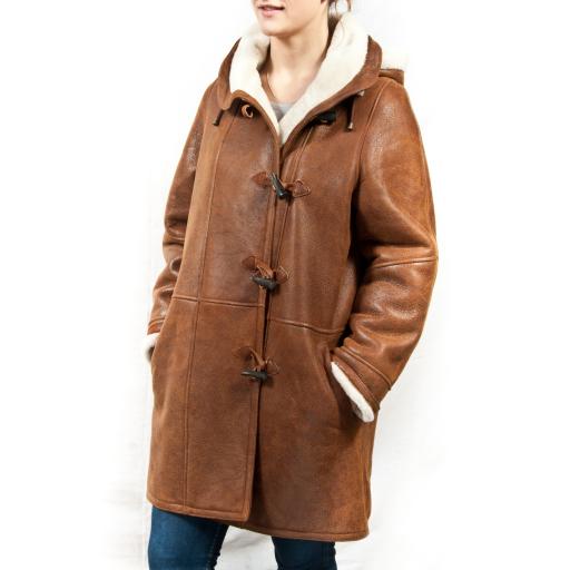 Ladies Plus Size Sheepskin Duffle Coat - Lea - Cream Wool - Superior Quality