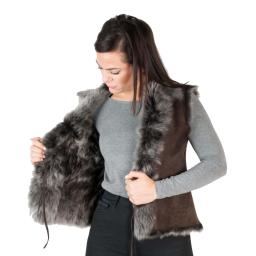 Womens Brown Toscana Sheepskin Gilet - Reversible - Long Wool & Fur
