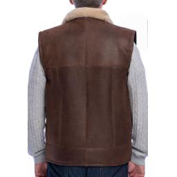 Mens Chestnut Brown Sheepskin Gilet - Vancouver - Back