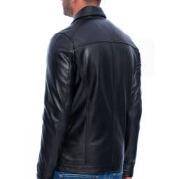 Mens Black Leather Jacket - Superior Quality - Plain Simple Style