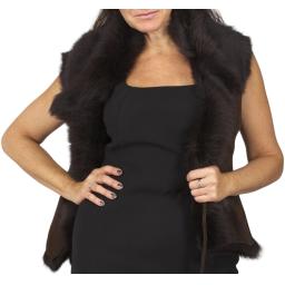 Women's Brown Toscana Sheepskin Gilet - Long Wool