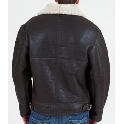 Men's Shearling Sheepskin Flying Jacket - Cream Wool - Atlas - Side Waist Adjuster Straps