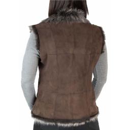 Womens Brown Toscana Sheepskin Gilet - Reversible - Suede Finish