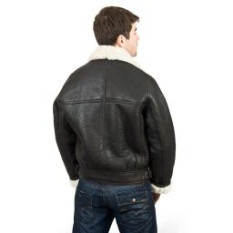 Men's Shearling Sheepskin Jacket - Vintage Aviator - Cream Wool - Waist Adjuster Buckles