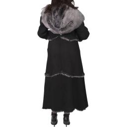  Full Length Hooded Toscana Sheepskin Coat in Black - Large Hood