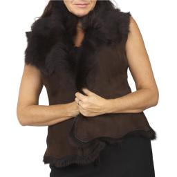 Women's Brown Toscana Sheepskin Gilet - Dark Brown Wool