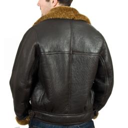 Men's Shearling Sheepskin Flying Jacket - Vintage Aviator - Waist Straps