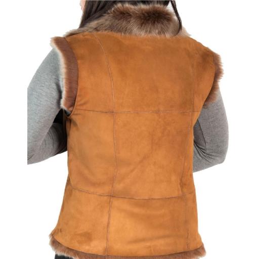 Womens Tan Toscana Sheepskin Gilet - Reversible - Suede 