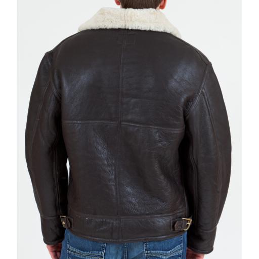 Men's Shearling Sheepskin Flying Jacket - Cream Wool - Atlas - Side Waist Adjuster Straps