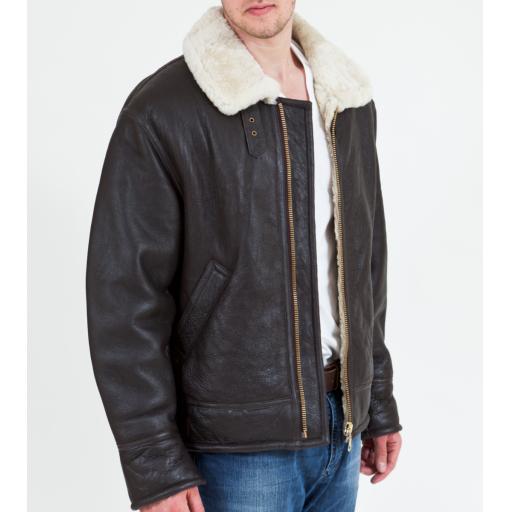 Men's Shearling Sheepskin Flying Jacket - Cream Wool - Atlas - Thick Cream Wool