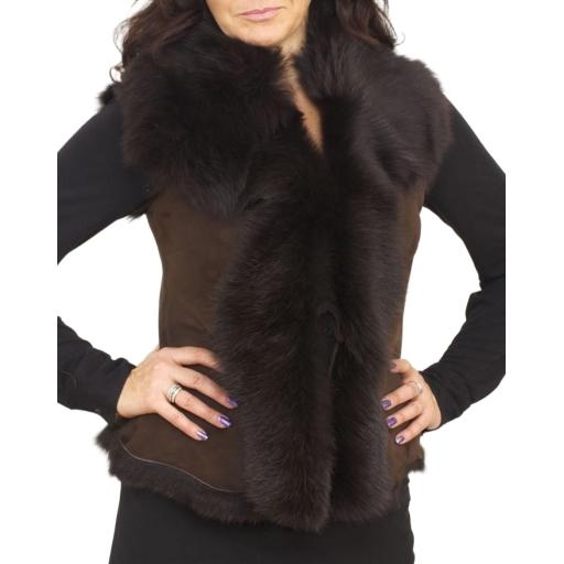Women's Brown Toscana Sheepskin Gilet - Dark Wool