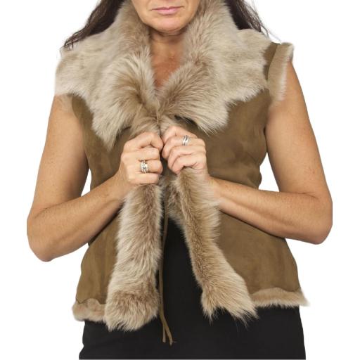 Women's Camel Tan Toscana Sheepskin Gilet
