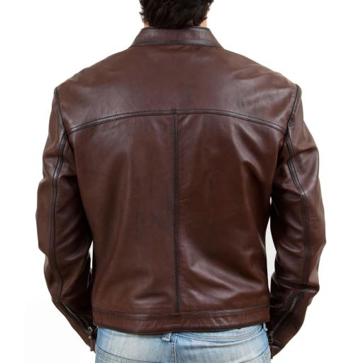 Men's Chestnut Brown Leather Jacket - Assantii - Classically Simple 