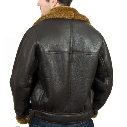 Men's Shearling Sheepskin Flying Jacket - Vintage Aviator - Waist Straps